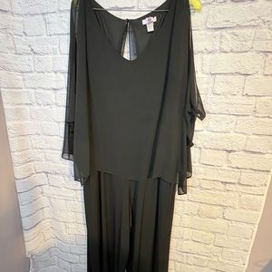 London Times Jumpsuit Kimono Top Rhinestones Wide Leg
